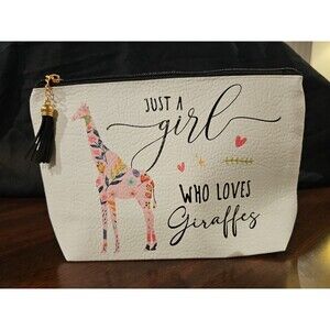 Sm Faux Leather Tote "Just A Girl Who Loves Giraffes"